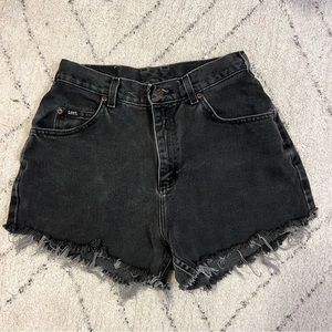 Black High Rise Denim Cutoff Shorts from Lee Denim